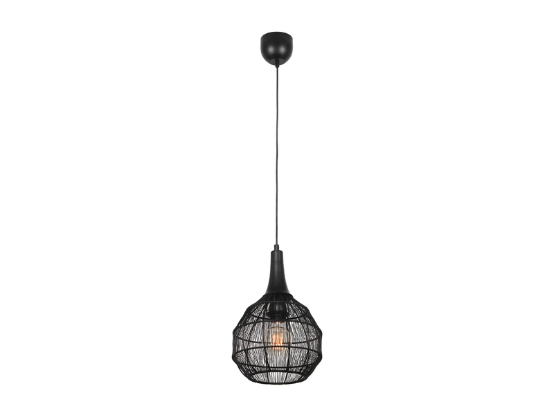LED Pendelleuchte mit Drahtgeflecht Lampenschirm Schwarz, Ø 26cm