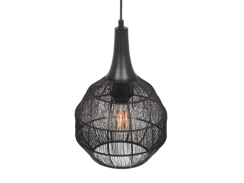 LED Pendelleuchte mit Drahtgeflecht Lampenschirm Schwarz, Ø 26cm