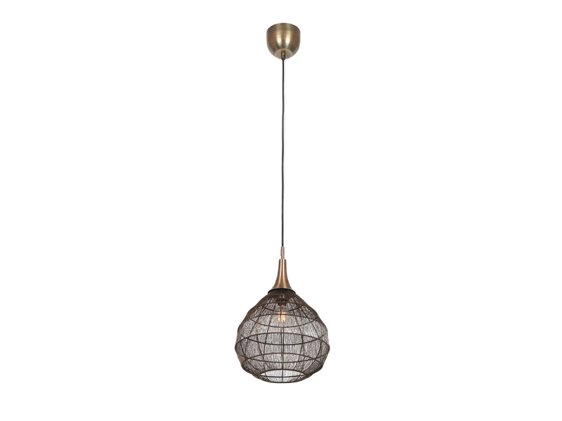 LED Pendelleuchte mit Drahtgeflecht Lampenschirm Altmessing, Ø 42cm