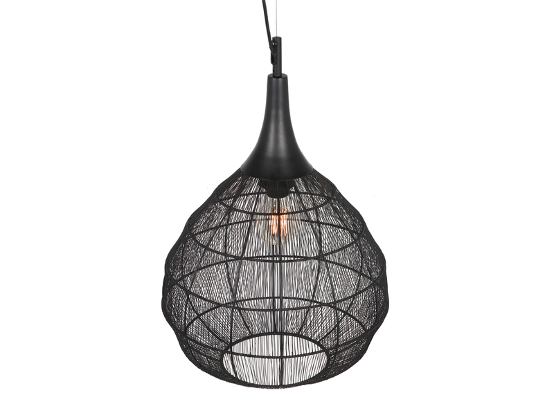 LED Pendelleuchte mit Drahtgeflecht Lampenschirm Schwarz, Ø 42cm