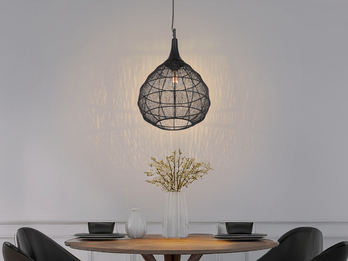 LED Pendelleuchte mit Drahtgeflecht Lampenschirm Schwarz, Ø 42cm