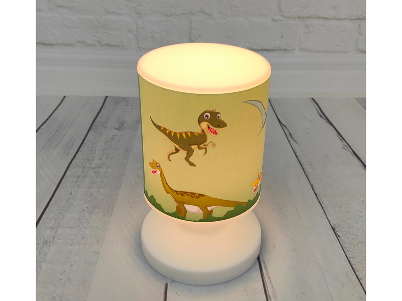 LED Akku Tischleuchte mit Dino Motiven per USB aufladbar, Höhe 20cm