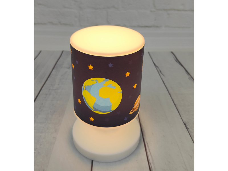 LED Akku Tischleuchte mit Weltall Motiven per USB aufladbar, Höhe 20cm