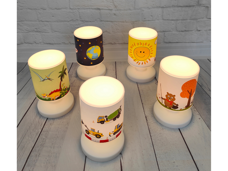 LED Akku Tischleuchte mit Weltall Motiven per USB aufladbar, Höhe 20cm