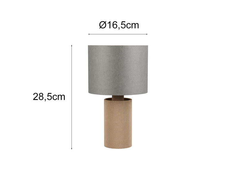 Tischleuchte CANIO aus recycelter Pappe und Bambus, Höhe 28cm