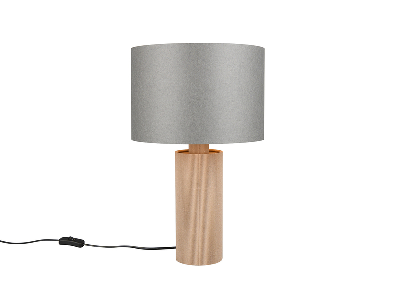 Große LED Tischleuchte aus recycelter Pappe und Bambus, Höhe 48cm
