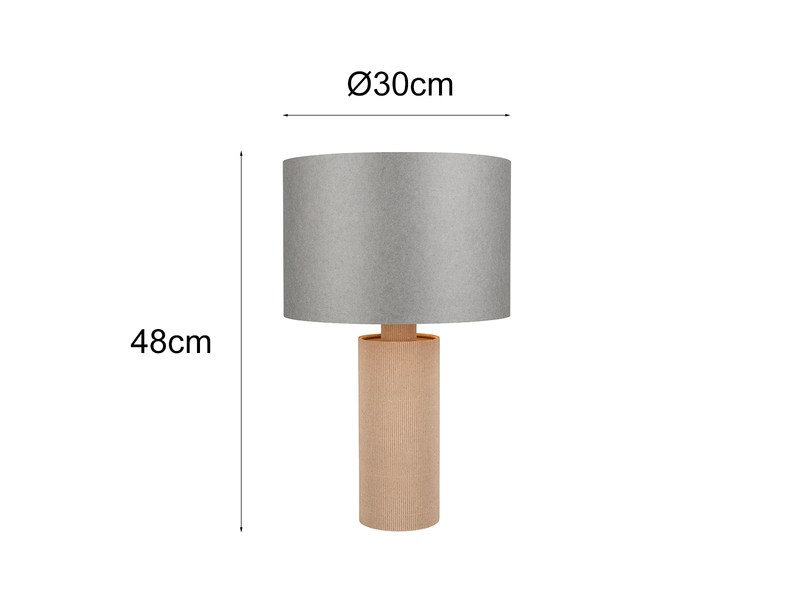 Große LED Tischleuchte aus recycelter Pappe und Bambus, Höhe 48cm