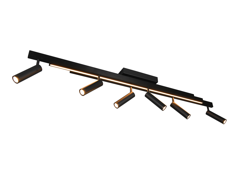LED Deckenstrahler ZENO ausziehbar mit 6 Spots Schwarz, max. Breite 180cm