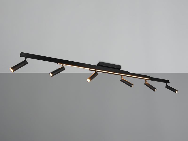 LED Deckenstrahler ZENO ausziehbar mit 6 Spots Schwarz, max. Breite 180cm
