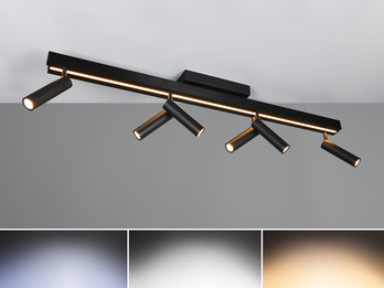 LED Deckenstrahler ZENO ausziehbar mit 6 Spots Schwarz, max. Breite 180cm