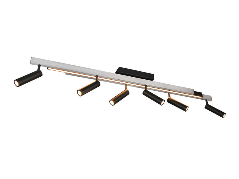 LED Deckenstrahler ZENO ausziehbar, 6 Spots Schwarz Silber, max. Breite 180cm
