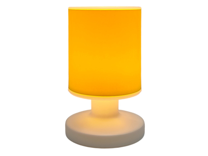 LED Akku Tischleuchte mit Schirm Sonnengelb, per USB aufladbar, Höhe 20cm