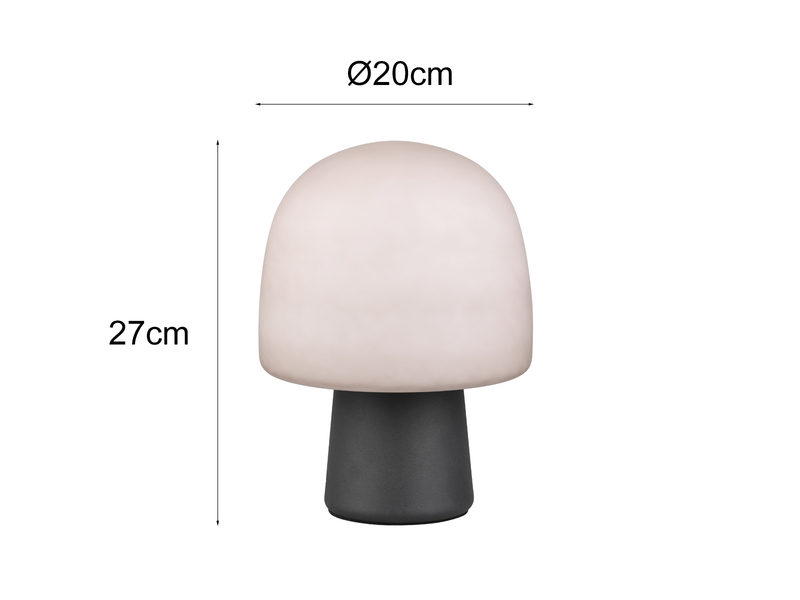 Tischleuchte STEEN mit Glasschirm & Metallfuß Schwarz, Höhe 27cm