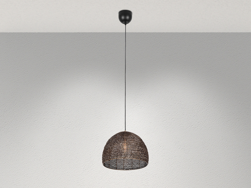 Vintage Pendelleuchte KAMARA aus Metallgeflecht in Altmessing, Ø 36cm