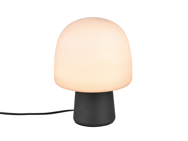LED Tischleuchte mit Glasschirm & Metallfuß Schwarz, Höhe 27cm
