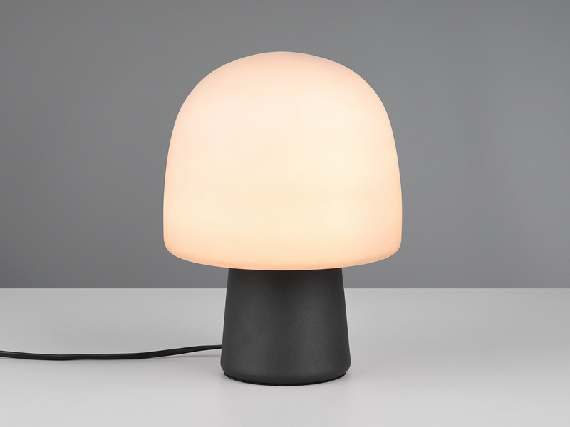 LED Tischleuchte mit Glasschirm & Metallfuß Schwarz, Höhe 27cm