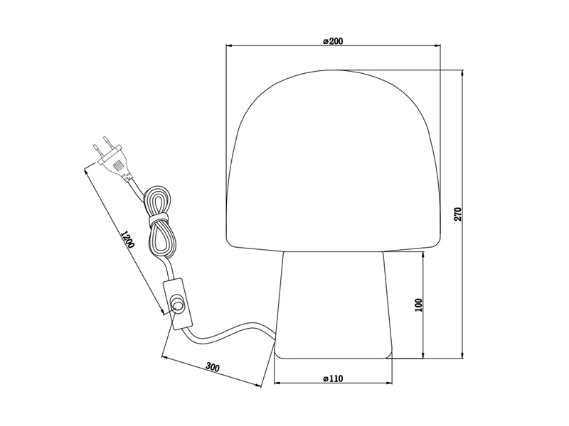LED Tischleuchte mit Glasschirm & Metallfuß Schwarz, Höhe 27cm