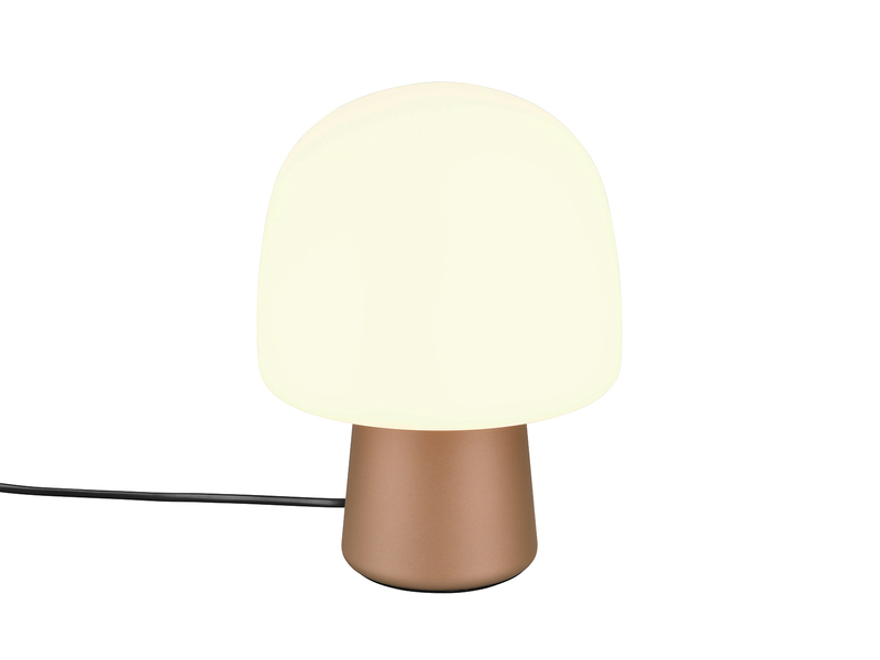LED Tischleuchte mit Glasschirm & Metallfuß Coffee, Höhe 27cm