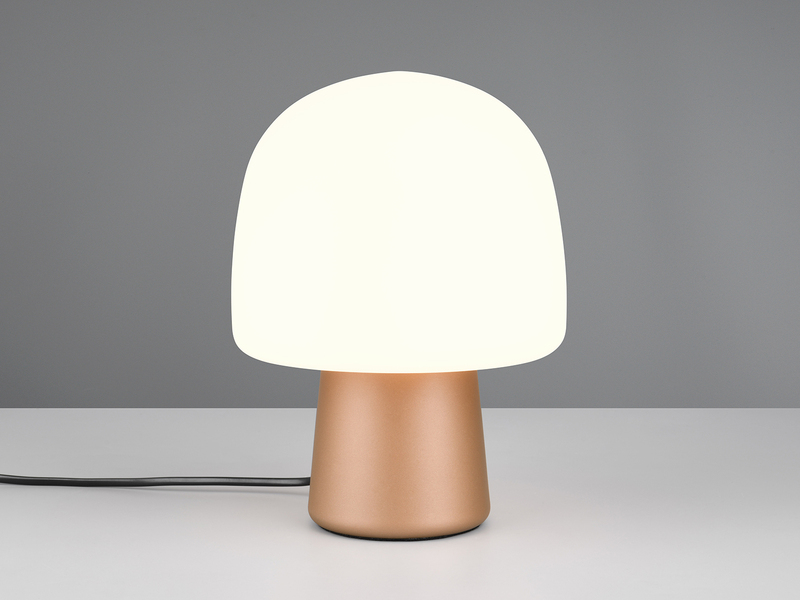 LED Tischleuchte mit Glasschirm & Metallfuß Coffee, Höhe 27cm