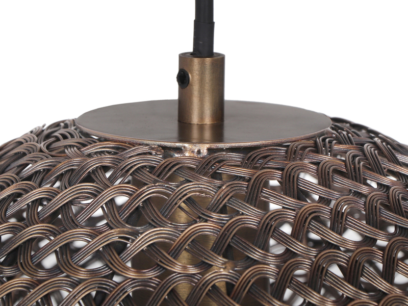 Vintage LED Pendelleuchte aus Metallgeflecht in Altmessing, Ø36cm