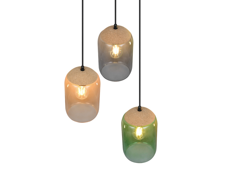Pendelleuchte CORK, Lampenschirme bunt aus recyceltem Glas, Ø 30cm