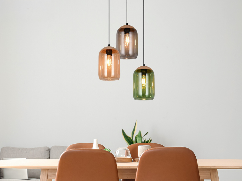 Pendelleuchte CORK, Lampenschirme bunt aus recyceltem Glas, Ø 30cm