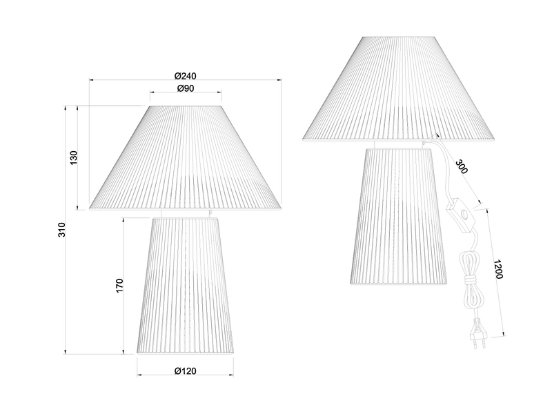 Ausgefallene LED Tischleuchte aus naturbelassenem Papier, Höhe 31cm