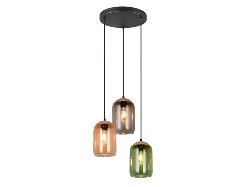 LED Cluster Pendelleuchte Lampenschirme bunt aus recyceltem Glas, Ø 30cm