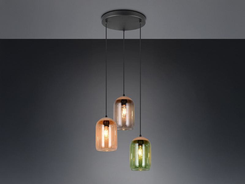 LED Cluster Pendelleuchte Lampenschirme bunt aus recyceltem Glas, Ø 30cm
