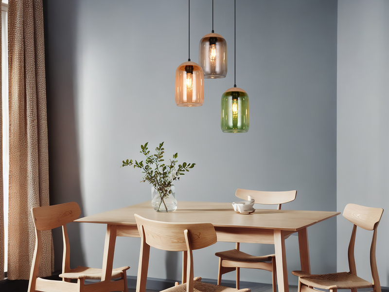LED Cluster Pendelleuchte Lampenschirme bunt aus recyceltem Glas, Ø 30cm