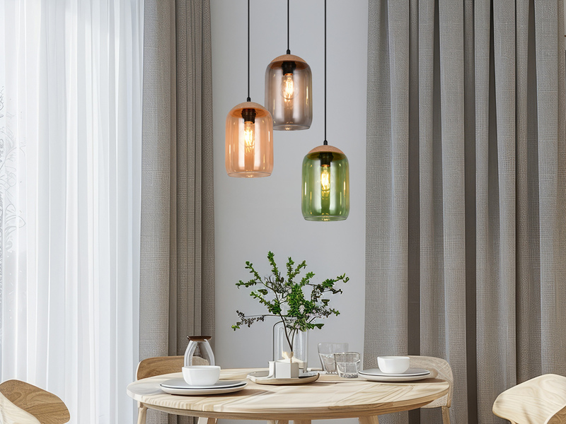 LED Cluster Pendelleuchte Lampenschirme bunt aus recyceltem Glas, Ø 30cm
