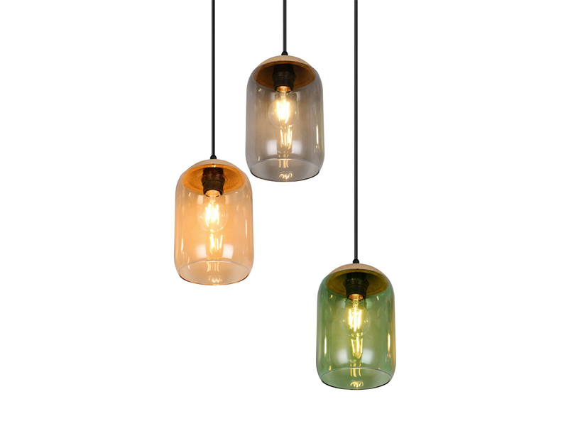 LED Cluster Pendelleuchte Lampenschirme bunt aus recyceltem Glas, Ø 30cm