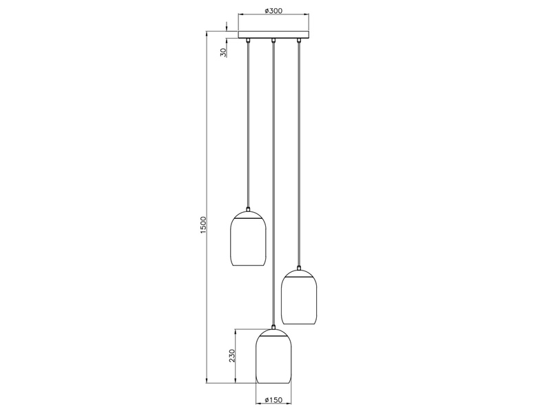 LED Cluster Pendelleuchte mit bunten Lampenschirmen aus recyceltem Glas, Ø30cm