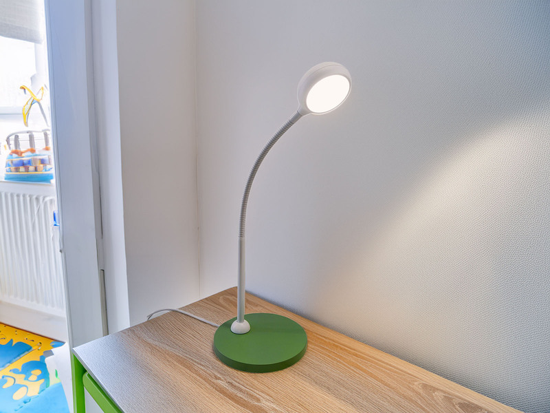 Kinder Schreibtischleuchte Grün-Grau mit Flexarm, Höhe 43cm