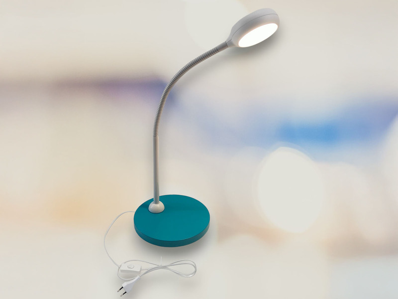 Kinder Schreibtischleuchte Blaugrün-Grau mit Flexarm, Höhe 43cm
