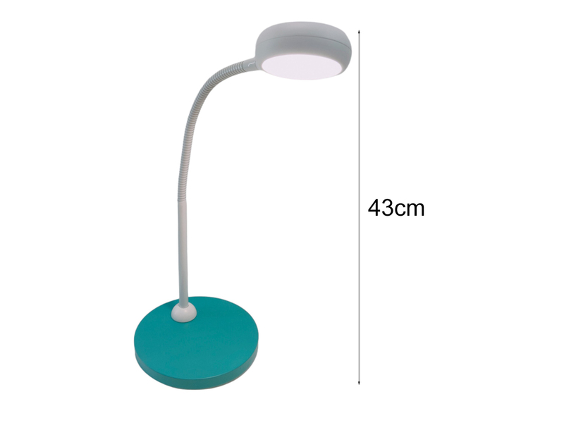 Kinder Schreibtischleuchte Blaugrün-Grau mit Flexarm, Höhe 43cm