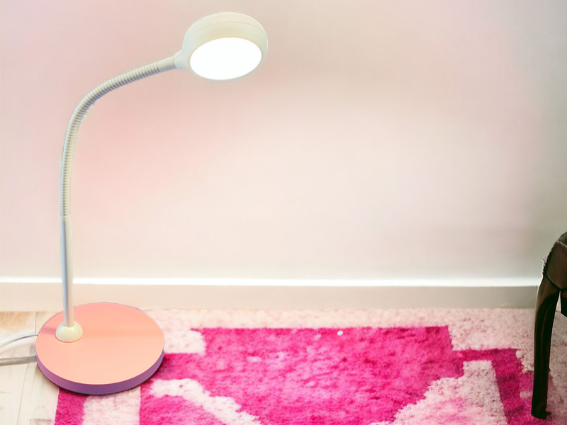 Kinder Schreibtischleuchte Pastellrosé-Grau mit Flexarm, Höhe 43cm