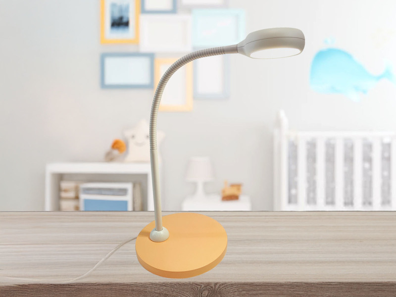 Kinder Schreibtischleuchte Pfirsichfarben/Grau mit Flexarm, Höhe 43cm