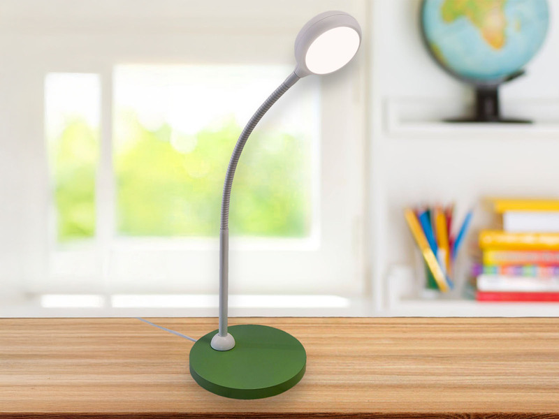 Kinder Schreibtischleuchte Grün-Grau mit Flexarm & LED-Leuchtmittel, Höhe 43cm