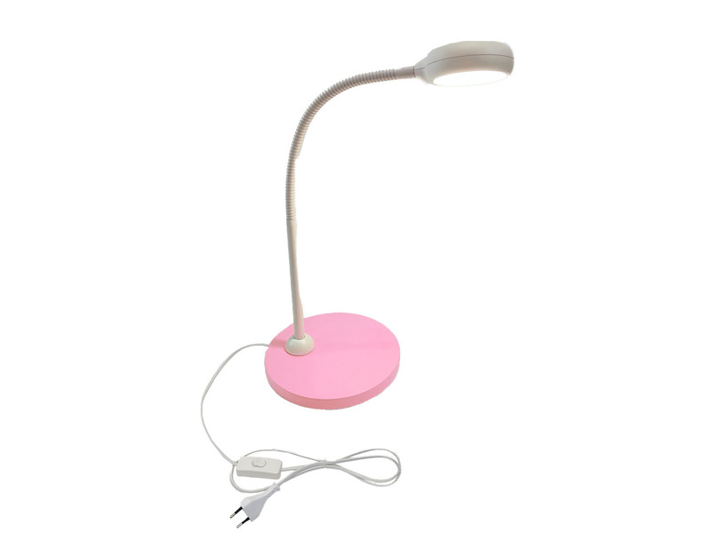 Kinder Schreibtischleuchte Pastellrosé-Grau Flexarm & LED-Leuchtmittel Höhe 43cm