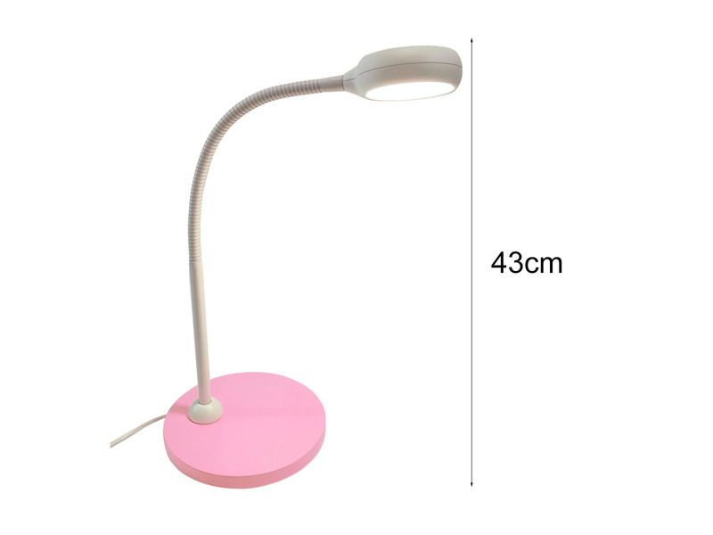 Kinder Schreibtischleuchte Pastellrosé-Grau Flexarm & LED-Leuchtmittel Höhe 43cm