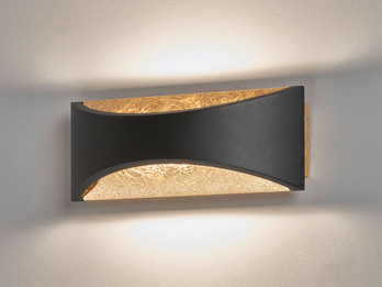 LED Updown Wandleuchte RIO Schwarz Gold, 22,5cm breit