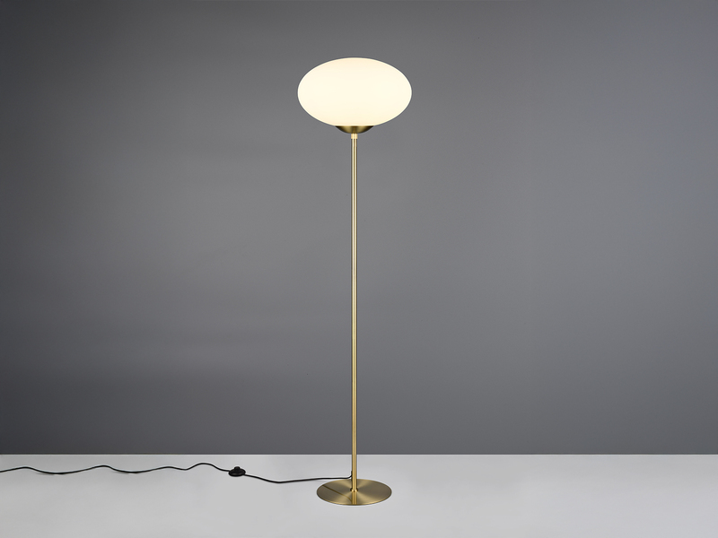 Retro LED Stehleuchte Messing mit Glaskugel Lampenschirm, Höhe 150cm