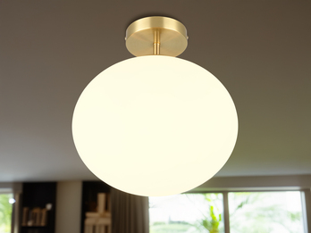 Kleine Retro LED Deckenleuchte Messing mit Glaskugel Ø 30cm