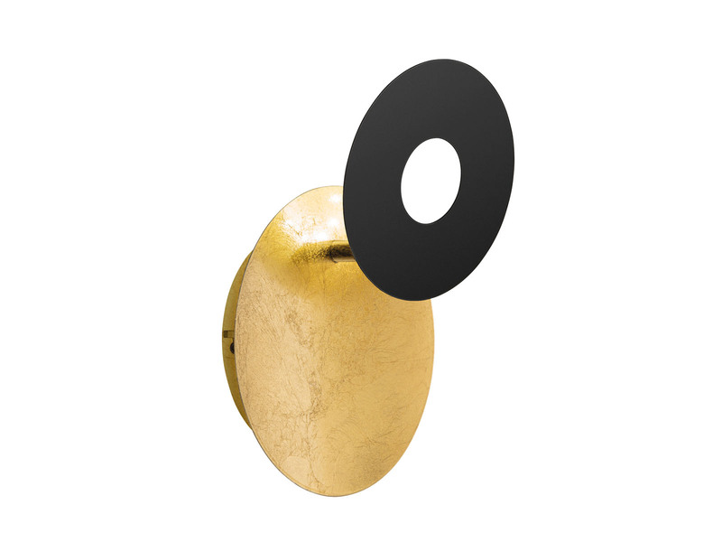 LED Wandleuchte HENNES Schwarz Gold oval, Ring verstellbar, Höhe 18cm
