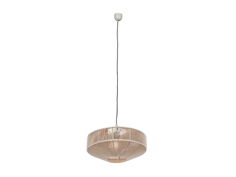 Boho Pendelleuchte SVEA Lampenschirm aus Baumwolle Beige Ø 46cm