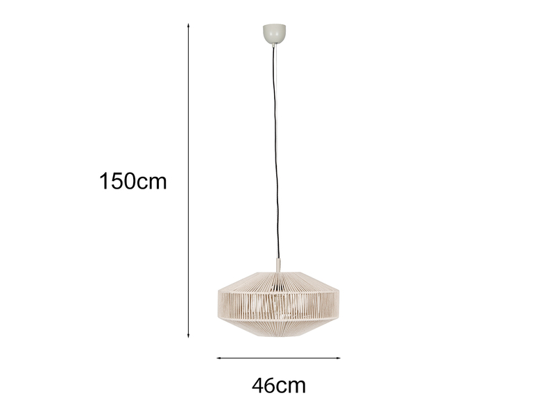 Boho Pendelleuchte SVEA Lampenschirm aus Baumwolle Beige Ø 46cm