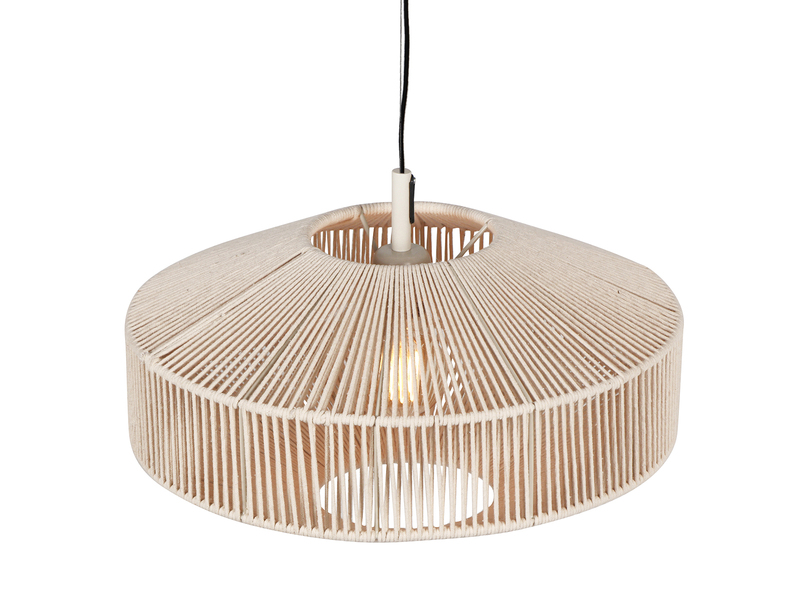 Boho LED Pendelleuchte Lampenschirm aus Baumwolle Beige Ø 46cm