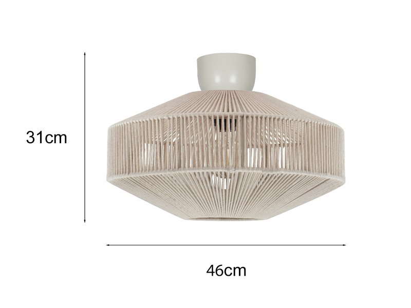 Boho LED Deckenleuchte Lampenschirm aus Baumwolle Beige Ø 46cm