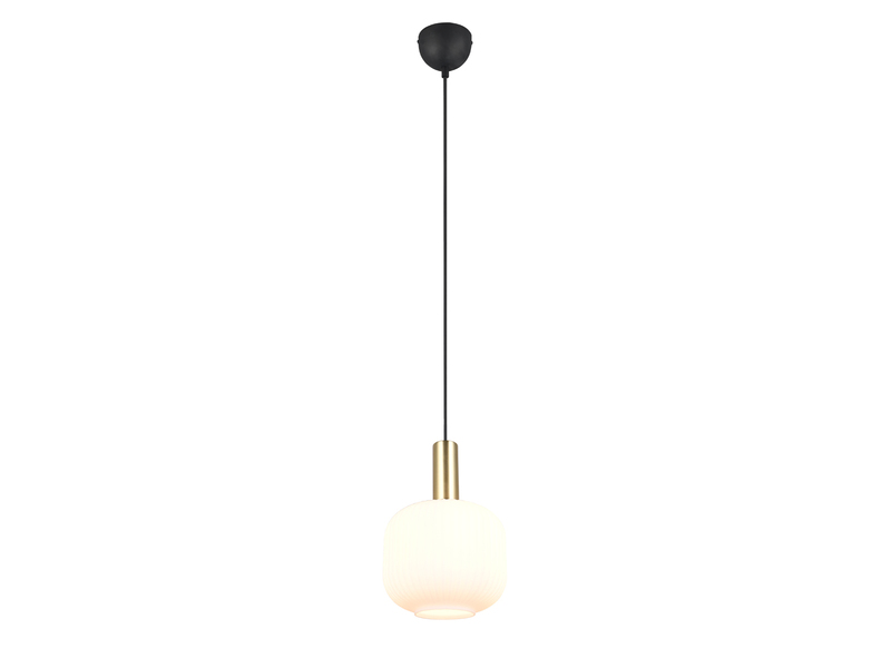 Kleine Retro Pendelleuchte 1-flammig mit Glasschirm in Weiß mit E27 LED, Ø 20cm